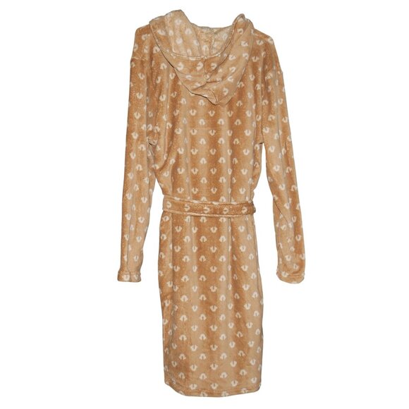 True Religion Men's Plush Robe Pockets Caramel Monogram Christmas Gift Him NWT - Picture 2 of 10